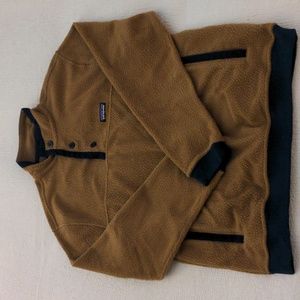 Patagonia Gold and Navy Shearling Fleece  Button Pullover - Sz L